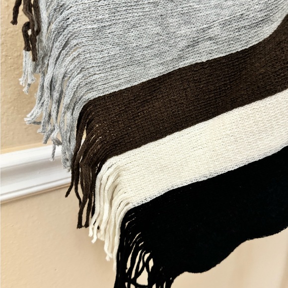 Tassel Knit Sweater, Striped Poncho, Elegant for Women (Sizes XXS ~ L)🖤 - Picture 4 of 8